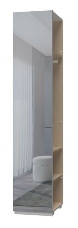 Anbaumodul für Drehtürenschrank / Kleiderschrank mit einer Spiegeltür Faleasiu, Farbe: Weiß - Abmessungen: 224 x 45 x 56 cm (H x B x T)