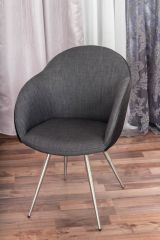 Moderner Stuhl Maridi 103 für Esszimmer, Schwarz, 88 x 61 x 56 cm, Stoffbezug und Kunstleder, originelles Design, stilvolle Rautensteppung an der Außenseite