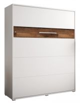 Schrankbett Namsan 04 vertikal, Farbe: Weiß matt / Braun Old Style - Liegefläche: 160 x 200 cm (B x L)