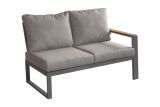 Loungesofa 2-Sitzer rechts Lissabon aus Aluminium - Aluminiumfarbe: graualuminium, Stofffarbe: dunkelgrau