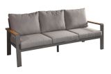 Loungesofa 3-Sitzer Lissabon aus Aluminium - Aluminiumfarbe: graualuminium, Stofffarbe: dunkelgrau