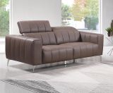 Echtleder Premium Couch Roma, 3-Sitz Sofa, Farbe: Beige-braun