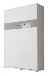 Schrankbett Namsan 03 vertikal, Farbe: Weiß matt / Grau glänzend - Liegefläche: 140 x 200 cm (B x L)