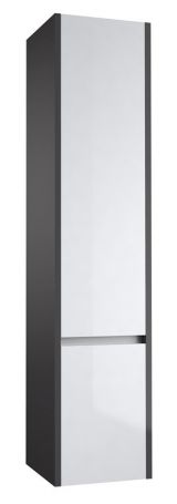 Badezimmer - Hochschrank Kolkata 87, Farbe: Weiß glänzend / Anthrazit glänzend – 160 x 35 x 35 cm (H x B x T)