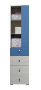 Kinderzimmer - Schrank "Felipe" 06, Blau / Weiß - Abmessungen: 190 x 45 x 40 cm (H x B x T)