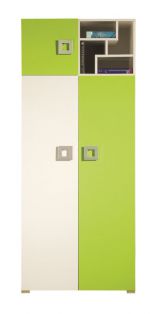 Jugendzimmer Drehtürenschrank / Kleiderschrank Namur 02, Farbe: Grün / Beige - Abmessungen: 197 x 80 x 52 cm (H x B x T)