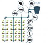 Bewässerungssystem für bis zu 60 einzelne Pflanzen, Wasser vom Tank