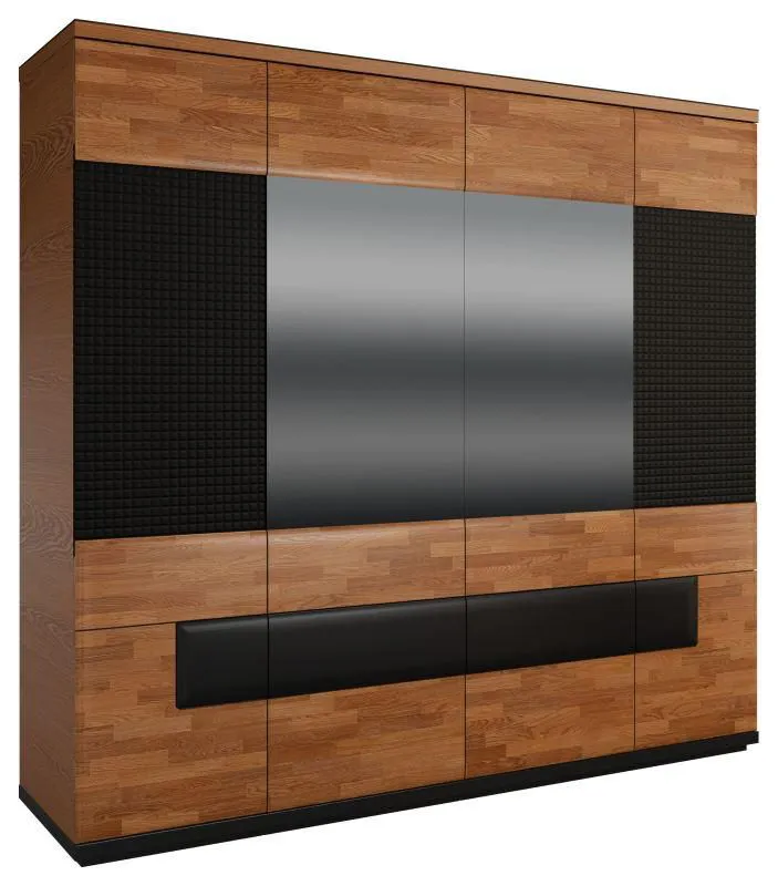 Kleiderschrank, Breite: 224 cm, Farbe: Walnuss / Schwarz Abbildung