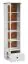 Vitrine Oulainen 04, Farbe: Weiß / Eiche - Abmessungen: 200 x 55 x 40 cm (H x B x T), mit 1 Tür, 1 Schublade und 5 Fächern