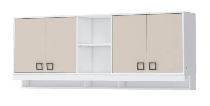 Schrank Hängeschrank Wandschrank Jugendzimmer Weiß 82x209x37 cm Abbildung