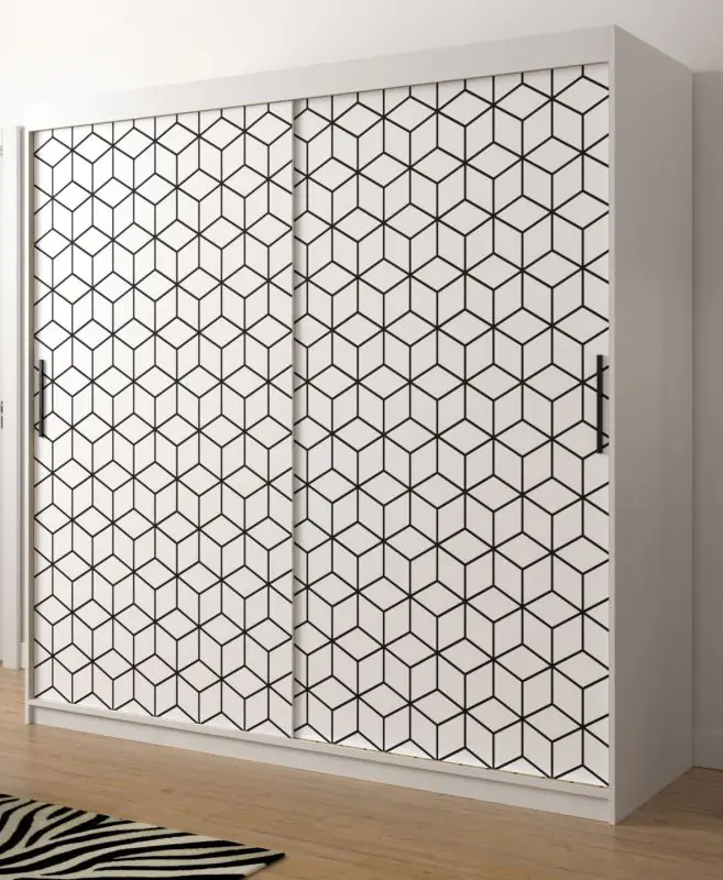 Eleganter Kleiderschrank mit genügend Stauraum Dom 64, Farbe: Weiß matt - Abmessungen: 200 x 200 x 62 cm (H x B x T), mit 10 Fächern und zwei Kleiderstangen