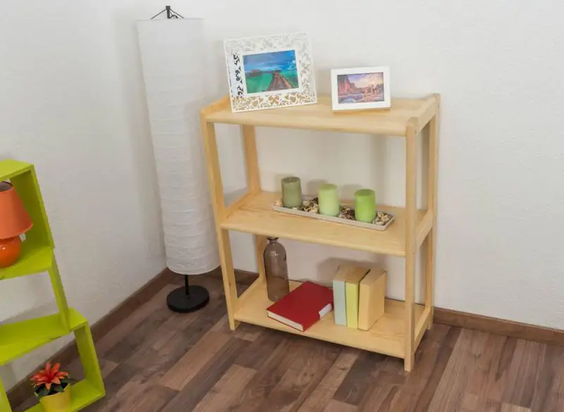 Regal, Küchenregal, Wohnzimmerregal, Bücherregal - 70 cm breit, Kiefer Holz-Massiv, Farbe: Natur Abbildung