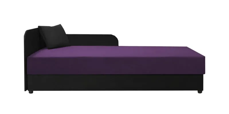 Neutrales Tagesbett / Gästebett mit Polsterung Lobatos 03, Farbe: Schwarz / Lila, mit genügend Stauraum, Kopfteil links, Liegefläche: 90 x 195 cm, Sofa-Bett