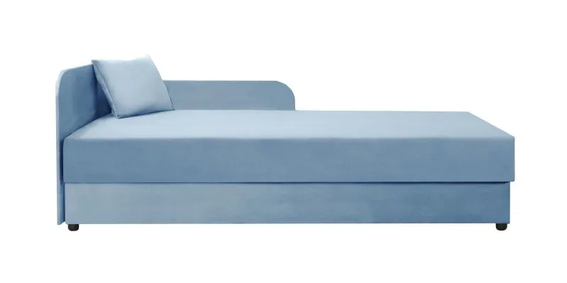 Hellblaues Tagesbett / Gästebett Lobatos 17, Sofa-Bett, Kopfteil links, aufklappbarer Stauraum, inkl. Kissen, Liegefläche: 90 x 195 cm, für Gästezimmer