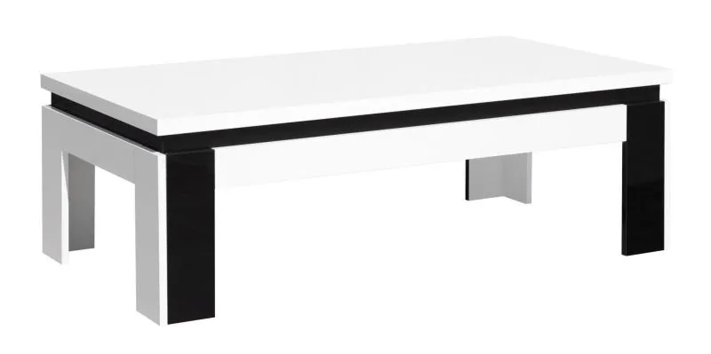 Clubtisch Couchtisch Wohnzimmertisch Farbe: Weiß / Schwarz 42x125x65 cm Abbildung
