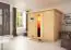 Sauna "Leja" SET mit Energiespartür und Kranz - Farbe: Natur, Ofen BIO 9 kW - 259 x 210 x 205 cm (B x T x H)