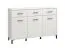 Helles Sideboard mit drei Schubladen Sabas 11, Farbe: Weiß, Griffe & Beine: Schwarz, sechs Fächer, drei Türen, Maße: 90 x 138 x 40 cm, für Wohnzimmer