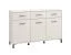 Kommode / Sideboard mit drei Schubladen Sabas 12, Farbe: Kaschmir, drei Türen, sechs Fächer, Maße: 90 x 138 x 40 cm, Griffe & Beine: Schwarz
