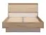 Doppelbett mit gepolsterten Kopfteil Irigo 04, Farbe: Eiche Artisan / Kaschmir, ABS-Kantenschutz, Polsterung: Beige, Liegefläche: 160 x 200 cm