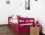 Einzelbett / Stauraumbett "Easy Premium Line" K1/h/s inkl. 2. Liegeplatz und 2 Abdeckblenden, 90 x 200 cm Buche Vollholz massiv Rosa
