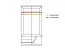 Kleiderschrank | 3 Drehtüren | 3 Fächer | Glasfront| 102 cm breit | Eiche teilmassiv | Farbe: Eiche / Schwarz Abbildung