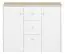 Kinderzimmer - Kommode Egvad 09, Farbe: Weiß / Buche - Abmessungen: 95 x 120 x 40 cm (H x B x T), mit 2 Türen, 3 Schubladen und 6 Fächern