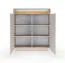 Kommode | Farbe: Beige / Eiche Cremona | 2 Drehtüren | inkl. LED-Beleuchtung | 7 Fächer | 103 x 40 x 119 cm | Push-to-open Funktion | Highboard | ABS-Kanten