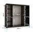 Eleganter Kleiderschrank mit einer Spiegeltür Liskamm 44, Farbe: Schwarz matt - Abmessungen: 200 x 200 x 62 cm (H x B x T), mit 10 Fächern und zwei Kleiderstangen