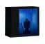 Wohnwand im eleganten Design Volleberg 13, Farbe: Eiche Wotan / Schwarz - Abmessungen: 140 x 260 x 40 cm (H x B x T), mit blauer LED-Beleuchtung