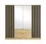 Drehtürenschrank mit Spiegel | 1 Kleiderstange | Eiche / Artisan | Metallgriffe | 10 Fächer | Lamellen | 200 x 54,5 x 200,5 cm | 2 Schubladen | Iraklio 05