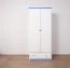 Vollholz-Kleiderschrank, Farbe: Weiß / Blau 160x80x60 cm