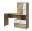 Schreibtisch mit Schrankanbau Sirte 11, Farbe: Eiche / Weiß  Hochglanz - Abmessungen: 153 x 150 x 50 cm (H x B x T)