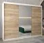 Großer 250 cm breiter Kleiderschrank mit 10 Fächern und 3 Türen | Farbe: Sonoma Eiche / Weiß Abbildung