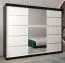 Großer 250 cm breiter Kleiderschrank mit 10 Fächern und 3 Türen | Farbe: Weiß / Schwarz Abbildung