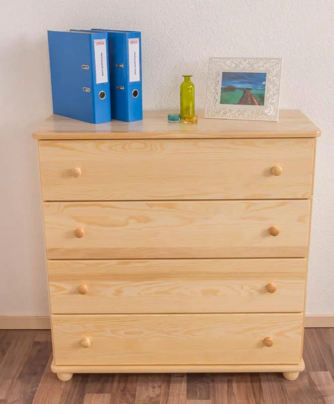 Sideboard mit 4 Schubladen, Farbe: Natur, Breite: 100 cm - Küchenschrank, Anrichte, Sideboard Abbildung
