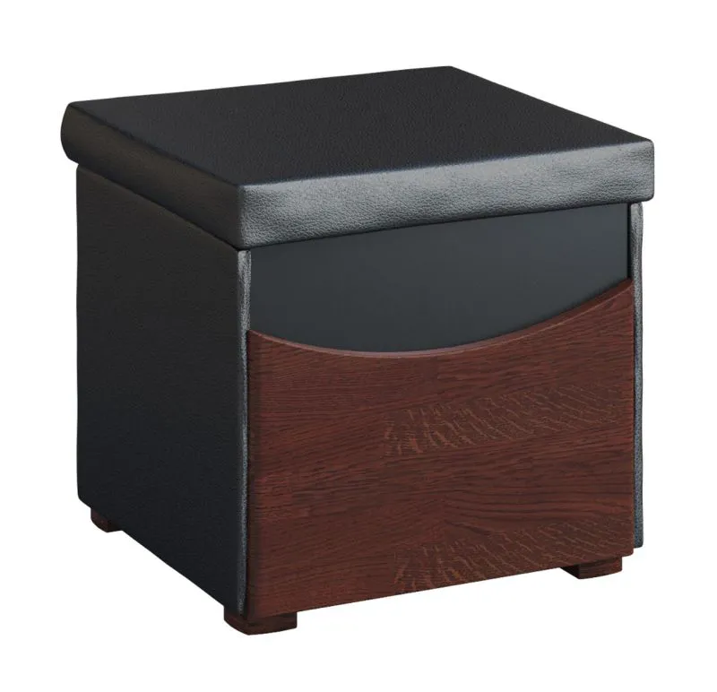 Hocker mit Stauraum Krasno 27, gepolstert, mit natürlichem Eichenfurnier, Maße: 40 x 40 x 40 cm, für Wohnzimmer