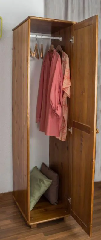 Vollholz-Kleiderschrank, Farbe: Eiche 190x47x60 cm Abbildung