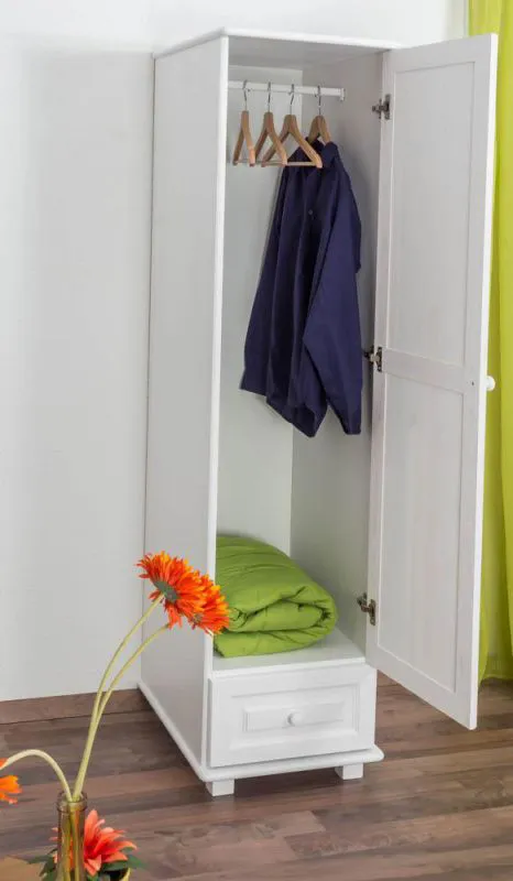 Kiefer-Kleiderschrank A-Qualität, Farbe: Weiß 190x47x60 cm Abbildung