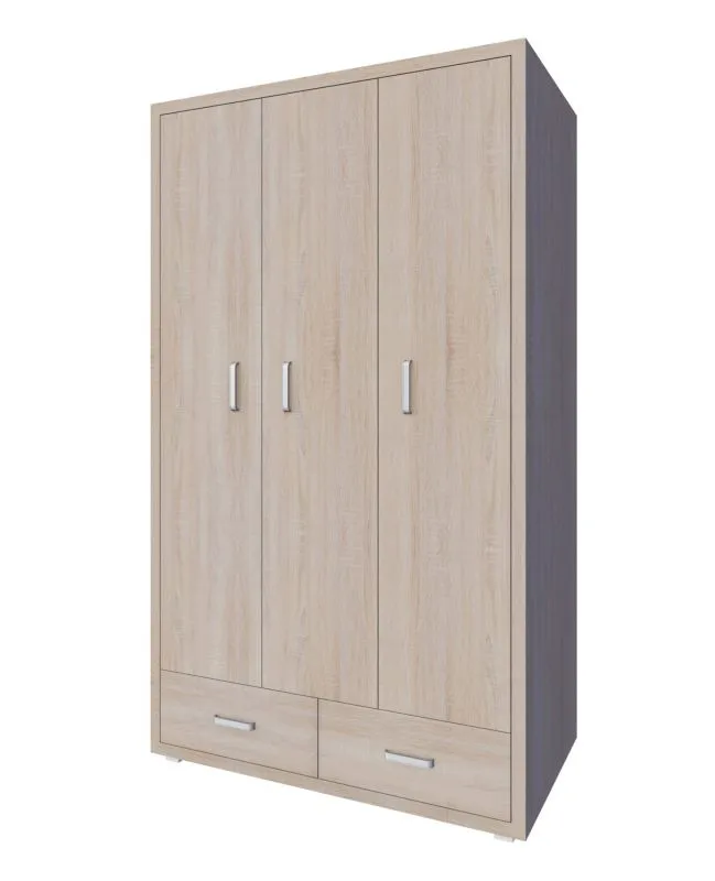 Drehtürenschrank / Kleiderschrank Kerowagi 09, Farbe: Sonoma Eiche - Abmessungen: 200 x 120 x 55 cm (H x B x T)