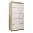 Schiebetürenschrank / Kleiderschrank Jan 01A, Farbe: Eiche Sonoma / Weiß matt - Abmessungen: 200 x 100 x 62 cm ( H x B x T)