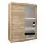 Schiebetürenschrank / Kleiderschrank Jan 03B mit Spiegel, Farbe: Eiche Sonoma - Abmessungen: 200 x 150 x 62 cm ( H x B x T)