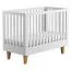 Babybett / Gitterbett Rilind 01, Farbe: Weiß / Eiche - Liegefläche: 60 x 120 cm (B x L)