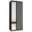 Schiebetürenschrank Mina mit Spiegel, in Schwarz/Weiß, auch für Wohnzimmer geeignet, Anti Staubbürsten, platzsparend, 235,2 x 100 x 60 cm, viel Stauraum