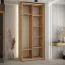 Kleiderschrank Tharo mit Schiebetüren in Eiche/Schwarz gehalten, 235,2 x 110 x 45 cm, platzsparend, auch für Wohnzimmer geeignet, Einlegeböden