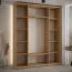 Schiebetürenschrank Tharo in Weiß/Eiche, auch für Wohnzimmer geeignet, Anti Staubbürsten, Metallgriff in schwarz, 235,2 x 190 x 45 cm, robust