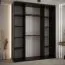 Schwarz-Weißer Schiebetürenschrank Tharo inklusive Anti Staubbürsten, 235,2 x 190 x 45 cm, viel Fächer, Schwarze Metallgriffe, auch für Wohnzimmer geeignet