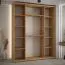 Eichenfarbener Schiebetürenschrank Tharo, Anti Staubbürsten, modern, auch für Wohnzimmer geeignet, Schwarzer Metallgriff, robust, 235,2 x 200 x 45 cm