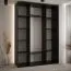 Kleiderschrank Tharo mit Schiebetüren, Weiß/Schwarz gehalten, viel Stauraum,  235,2 x 160 x 45 cm, auch für Wohnzimmer geeignet, Anti Staubbürsten