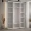 Kleiderschrank Tharo mit Schiebetüren in Weiß/Schwarz gehalten, viel Stauraum, auch für Wohnzimmer geeignet, Anti Staubbürsten, 235,2 x 170 x 45 cm