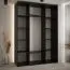 Schiebetürenschrank Tharo in Schwarz/Eiche, auch für Wohnzimmer geeignet, Anti Staubbürsten, Metallgriffe in schwarz, robust, 235,2 x 170 x 45 cm
